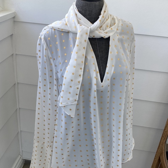 Shining Star Bow Blouse Classic Bow Tie Top made with ultimate patriotic Stars - Picture 7 of 10